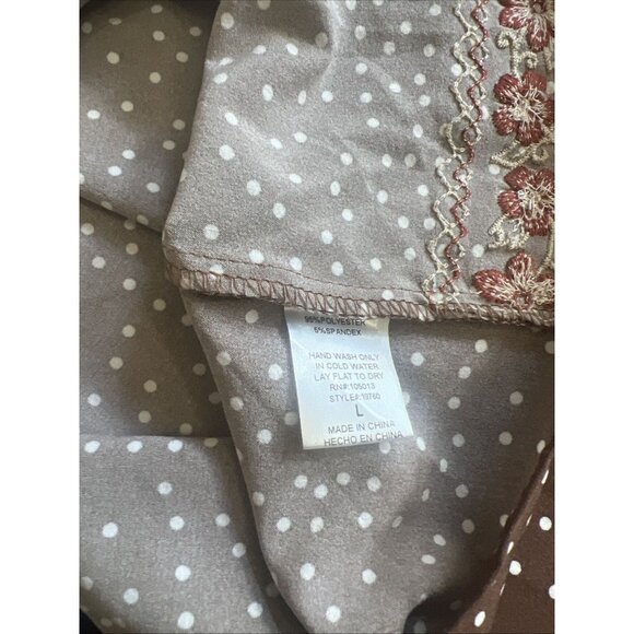 Savanna Jane Polka Dot Floral Embroidered Ruffle Puff Sleeve Top Size Large - Picture 8 of 8